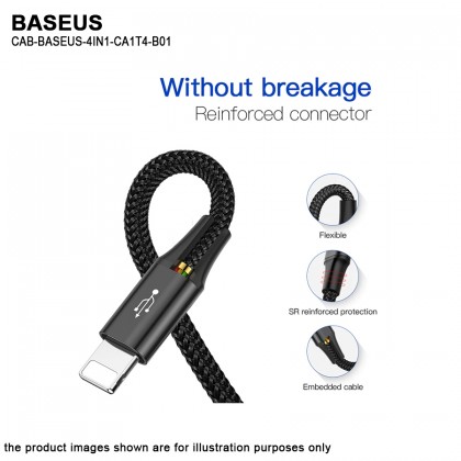 Baseus 4 in1 USB Cable IP+Micro USB+Type-C Ports Cable (1.2M) Baseus 4 in1 USB Cable IP+Micro USB+Type-C Ports Cable (1.2M)