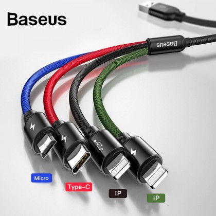 Baseus 4 in1 USB Cable IP+Micro USB+Type-C Ports Cable (1.2M) Baseus 4 in1 USB Cable IP+Micro USB+Type-C Ports Cable (1.2M)