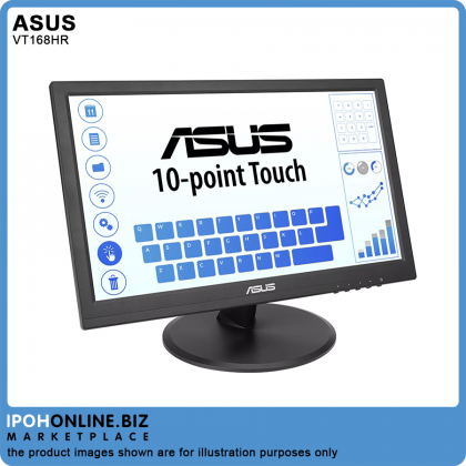Asus VT168HR 15.6" FHD Touch Monitor With 10-Point Touch HDMI VGA Eye Care Wall Mountable Low Blue Light