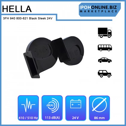 Hella 3FH 940 800-821 Black Sleek 24V Horn Set - 12 / 24PCS