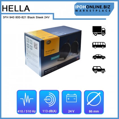 Hella 3FH 940 800-821 Black Sleek 24V Horn Set - 12 / 24PCS