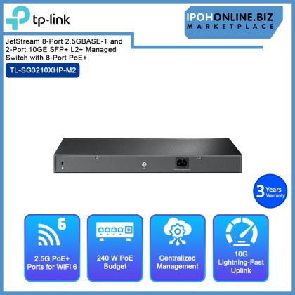 TP-Link Omada TL-SG3210XHP-M2 JetStream 8-Port 2.5GBASE-T and 2-Port 10GE SFP+ L2+ Managed Switch with 8-Port PoE+ - 2.5GB & 10GB Network Solutions
