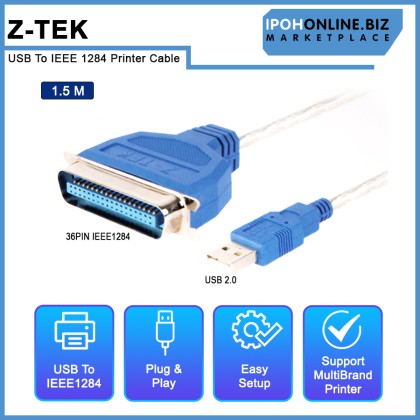 USB to IEEE 1284 Cable 36 Pin Parallel Male Printer Cable USB to IEEE 1284 Cable 36 Pin Parallel Male Printer Cable