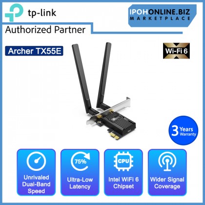 TP-LINK Archer TX55E AX3000 Wi-Fi 6 Bluetooth 5.2 PCIe Adapter Intel AX210 & AMD Compatibility Low Profile Brackets Included