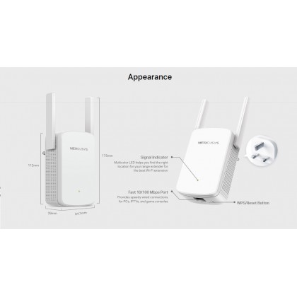MERCUSYS ME30 AC1200 Wi-Fi Range Extender Works with Any Router or Wireless Access Point