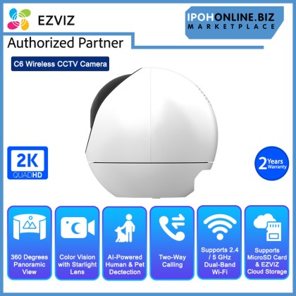 EZVIZ C6 2K+ 4MP Full HD Resolution Pan & Tilt 360° Panoramic View Wireless CCTV Camera
