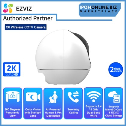 EZVIZ C6 2K+ 4MP Full HD Resolution Pan & Tilt 360° Panoramic View Wireless CCTV Camera