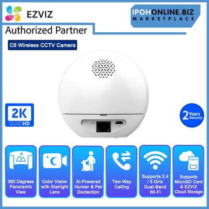 EZVIZ C6 2K+ 4MP Full HD Resolution Pan & Tilt 360° Panoramic View Wireless CCTV Camera