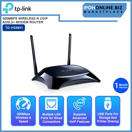 TP-LINK TD-VG3631 300MBPS WIRELESS N VOIP ADSL2+ MODEM ROUTER