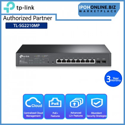 TP-LINK TL-SG2210MP JetStream 10-Port Gigabit Smart Switch with 8-Port PoE+
