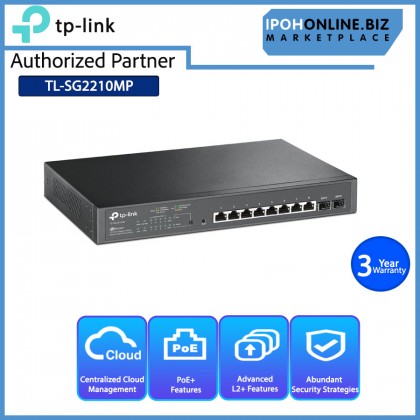 TP-LINK TL-SG2210MP JetStream 10-Port Gigabit Smart Switch with 8-Port PoE+