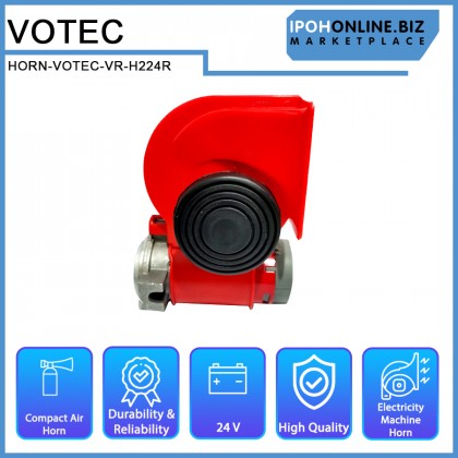 VOTEC VR-H224R Nautilus Red 24V Compact Twin Tone Air Horn Stebel Style For Vehicle Cars Motorcycle Trucks Busses