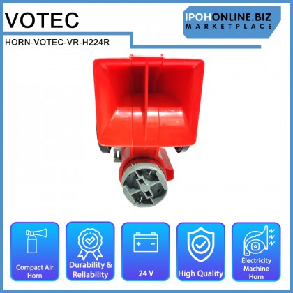 VOTEC VR-H224R Nautilus Red 24V Compact Twin Tone Air Horn Stebel Style For Vehicle Cars Motorcycle Trucks Busses