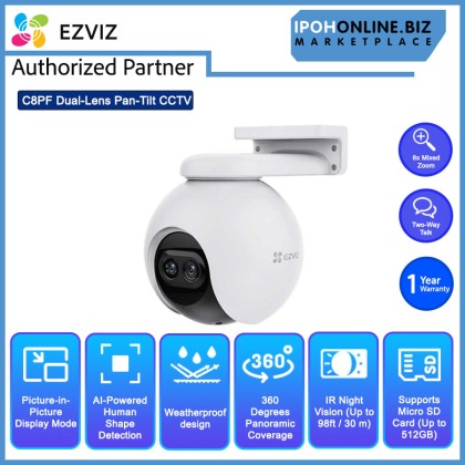 EZVIZ C8PF 2MP Pan/Tilt/Zoom 8x Mixed Zoom AI-Powered Person Detection Wireless Outdoor CCTV CAMERA