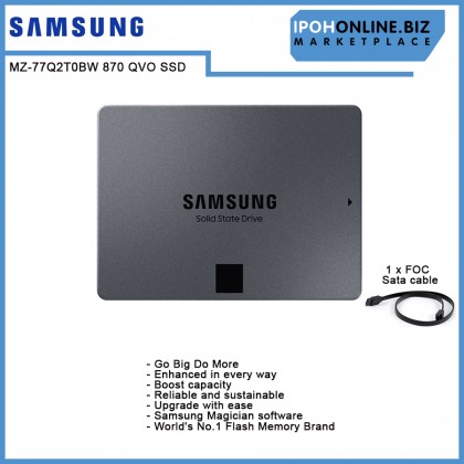 SAMSUNG 2TB 870 QVO 2.5" SATA III SSD MZ-77Q2T0BW FOC SATA CABLE