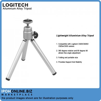 Lightweight Aluminum Alloy Retractable Adjustable Tripod for Logitech C930E C920