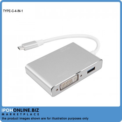 USB-Type C To VGA DVI HDMI & USB Adapter 4 IN 1
