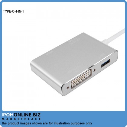 USB-Type C To VGA DVI HDMI & USB Adapter 4 IN 1