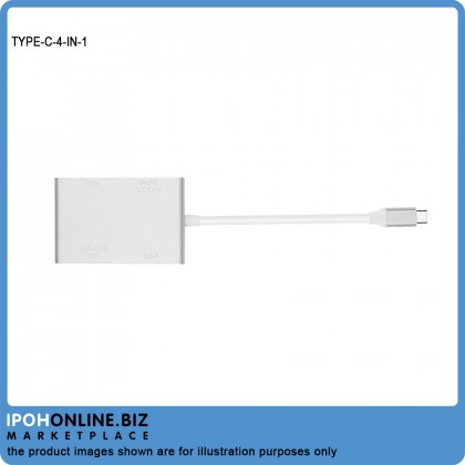 USB-Type C To VGA DVI HDMI & USB Adapter 4 IN 1