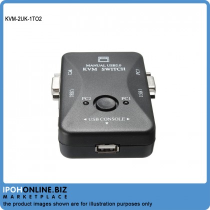2 Port USB VGA KVM Switch Box For Mouse Keyboard Monitor Sharing Computer