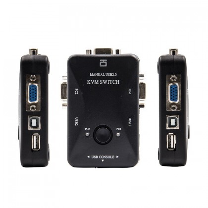 2 Port USB VGA KVM Switch Box For Mouse Keyboard Monitor Sharing Computer