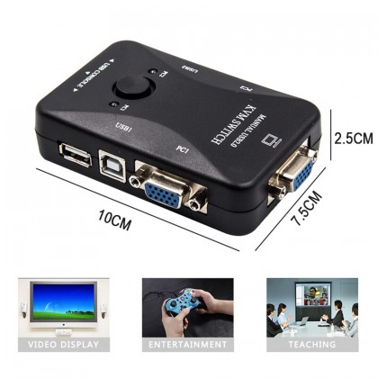 2 Port USB VGA KVM Switch Box For Mouse Keyboard Monitor Sharing Computer