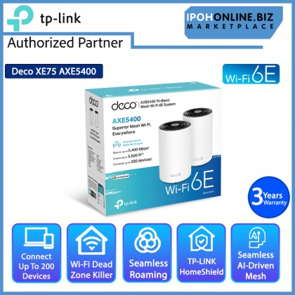 TP-LINK Deco XE75 AXE5400 Tri-Band Mesh Wi-Fi 6E System - 2 Pack TP-LINK Deco XE75 AXE5400 Tri-Band Mesh Wi-Fi 6E System - 2 Pack