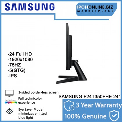 SAMSUNG F24T350FHE 24" 75Hz Flat FHD IPS LED AMD FreeSync HDMI VGA Monitor with Borderless Design