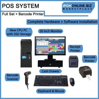 IPOHONLINE POS System Set Small Business Retail Shop & FnB Restaurant