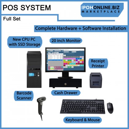 IPOHONLINE POS System Set Small Business Retail Shop & FnB Restaurant