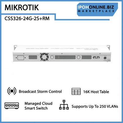 MIKROTIK CSS326-24G-2S+RM Cloud Smart Switch 24 port Gigabit + 10G SFP+ L3 Managed VLAN LACP RSTP Jumbo Frame