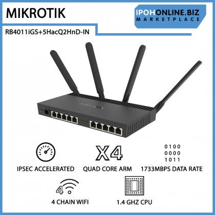 MIKROTIK RB4011iGS+5HacQ2HnD-IN 10G Gigabit WiFi AC POE SFP+ IPSec VPN Router MIKROTIK RB4011iGS+5HacQ2HnD-IN 10G Gigabit WiFi AC POE SFP+ IPSec VPN Router