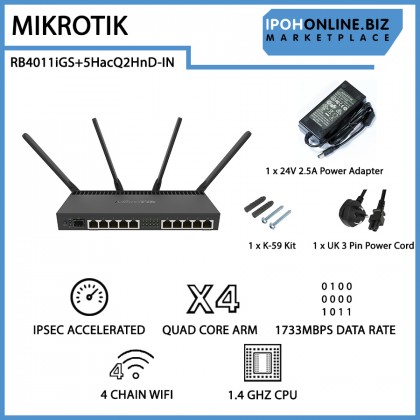 MIKROTIK RB4011iGS+5HacQ2HnD-IN 10G Gigabit WiFi AC POE SFP+ IPSec VPN Router MIKROTIK RB4011iGS+5HacQ2HnD-IN 10G Gigabit WiFi AC POE SFP+ IPSec VPN Router