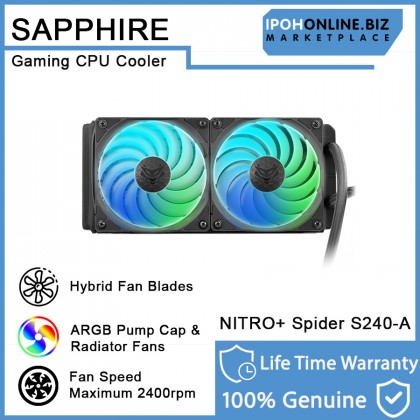 Sapphire NITRO+ Spider S240-A AIO Gaming CPU Cooler Water Cooling For Intel LGA 115X/1200/20XX/1700 AMD AM4