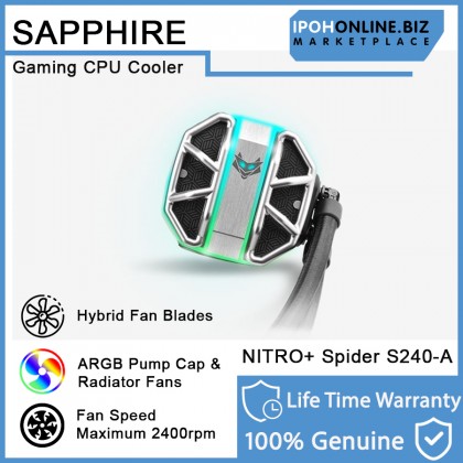Sapphire NITRO+ Spider S240-A AIO Gaming CPU Cooler Water Cooling For Intel LGA 115X/1200/20XX/1700 AMD AM4