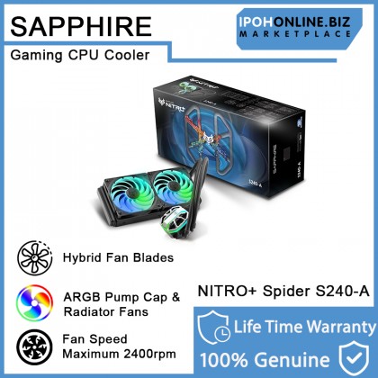 Sapphire NITRO+ Spider S240-A AIO Gaming CPU Cooler Water Cooling For Intel LGA 115X/1200/20XX/1700 AMD AM4