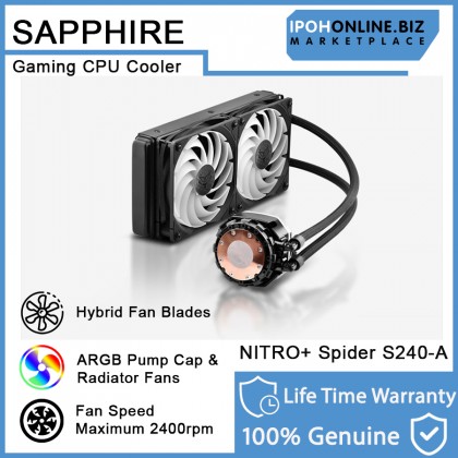 Sapphire NITRO+ Spider S240-A AIO Gaming CPU Cooler Water Cooling For Intel LGA 115X/1200/20XX/1700 AMD AM4