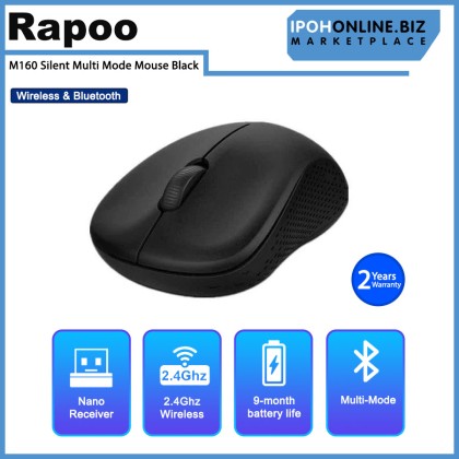 Rapoo M160 Silent Multi Mode Wireless & Bluetooth Mouse Black Rapoo M160 Silent Multi Mode Wireless & Bluetooth Mouse Black