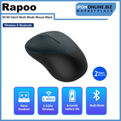 Rapoo M160 Silent Multi Mode Wireless & Bluetooth Mouse Black Rapoo M160 Silent Multi Mode Wireless & Bluetooth Mouse Black