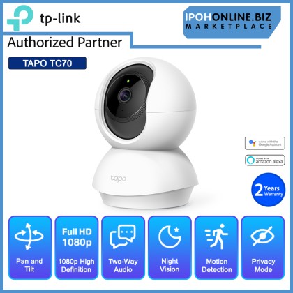 TP-LINK TAPO TC70 PAN TILT 1080P  Home Security WI-FI IP Camera Smart Night Vision With Built-In Microphone & Speaker