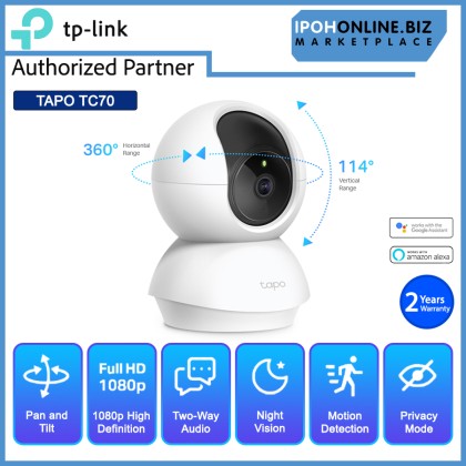 TP-LINK TAPO TC70 PAN TILT 1080P  Home Security WI-FI IP Camera Smart Night Vision With Built-In Microphone & Speaker