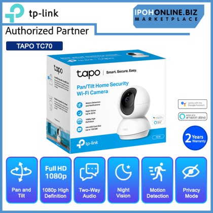 TP-LINK TAPO TC70 PAN TILT 1080P  Home Security WI-FI IP Camera Smart Night Vision With Built-In Microphone & Speaker