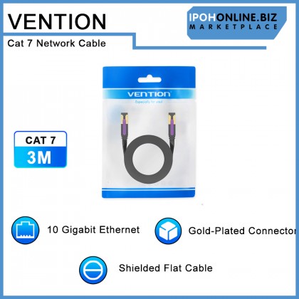 VENTION Cat7 Flat Ethernet Cable 3M STP RJ45 - 2.5/5/10Gbps High Speed Network Cable For Gaming Server Workstation NAS VENTION Cat7 Flat Ethernet Cable 3M STP RJ45 - 2.5/5/10Gbps High Speed Network Cable For Gaming Server Workstation NAS