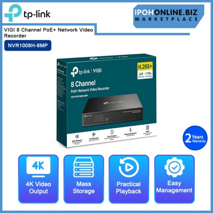 TP-Link VIGI NVR1008H-8MP 8 Channel PoE+ Network Video Recorder ONVIF IP CCTV with 113w PoE Budget