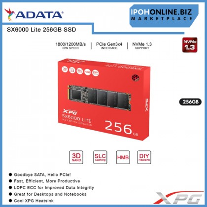 XPG SX6000 Lite PCIe Gen3x4 M.2 2280 Solid State Drive 256GB NVMe SSD