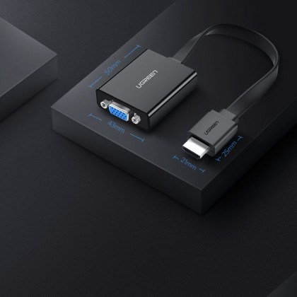 Ugreen adapter HDMI - VGA Micro USB / audio 3.5 mm mini jack black (40248)