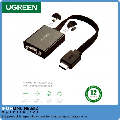Ugreen adapter HDMI - VGA Micro USB / audio 3.5 mm mini jack black (40248)