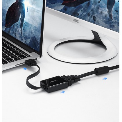 Ugreen adapter HDMI - VGA Micro USB / audio 3.5 mm mini jack black (40248)