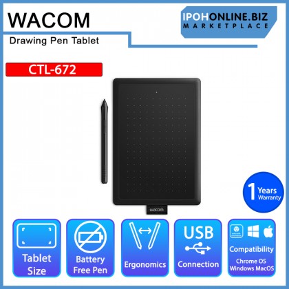 WACOM One by Wacom Medium (CTL-672) Creative Graphic Drawing Pen Tablet