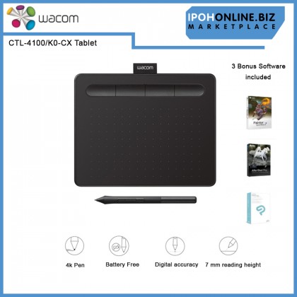 Wacom Intuos S CTL-4100 Small Creative Drawing Tablet Black